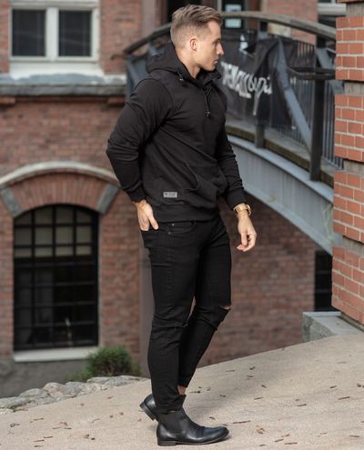 Black Hoodie Drawstring Rusty Neal