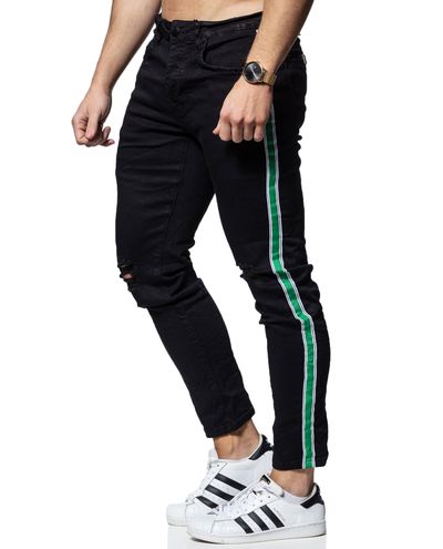 Side Stripe Black Jeans L32 Jerone