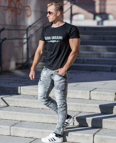 Slava Ukraini T-Shirt Black U-Neck Jerone