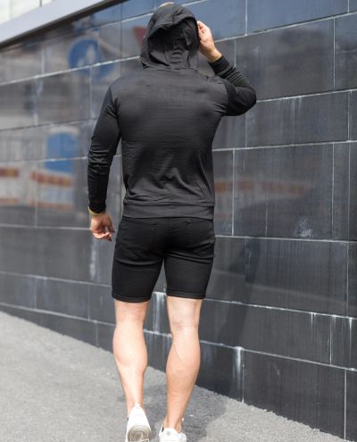 V-Neck Hoodie Black Jerone