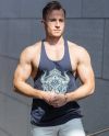 Bradley Print Tank Top Navy Wulf