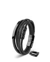 Brave Leather Bracelet Stainless Steel Black Serasar