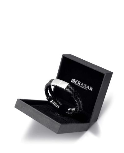 Spirit Leather Bracelet Stainless Steel Silver Serasar
