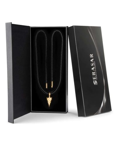 Leather Necklace With Pendant Arrow Gold Serasar