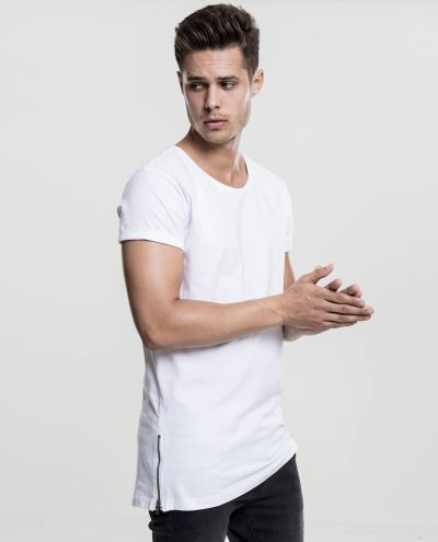 Long Shaped Side Zip Tee White Urban Classics Long Shaped Side Zip Tee White Urban Classics