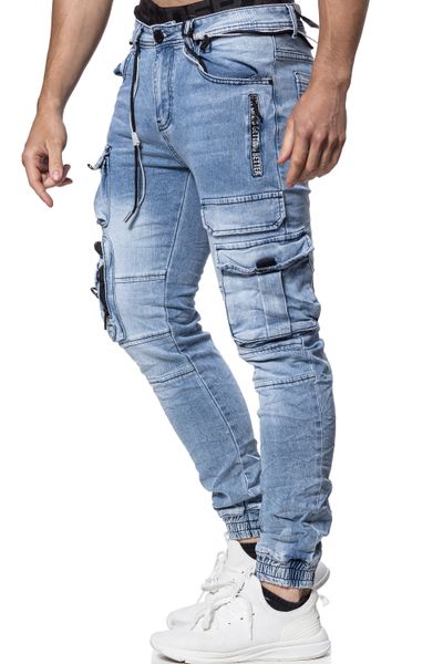 Distinctive Blue Elastic Streetwear Jeans L32 Jerone