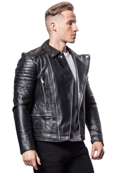 Mythic Black Faux Leather Jacket Jerone