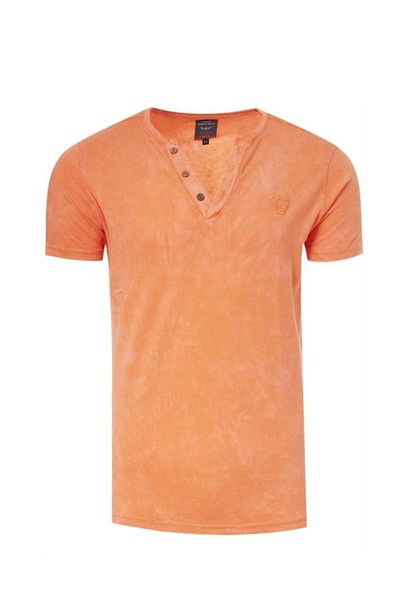 Orange V-Neck Button Shirt Rusty Neal Orange V-Neck Button Shirt Rusty Neal