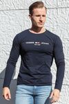 Sean Navy Elastic Longsleeve Text Print Jerone