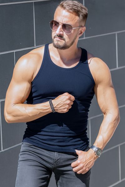 Navy Rib Tank Top Men Jerone Navy Rib Tank Top Men Jerone