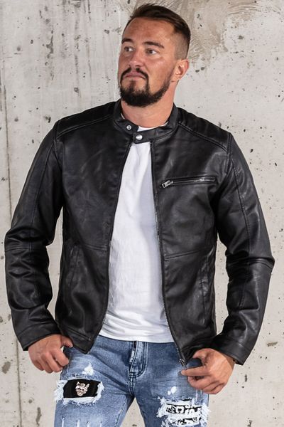 Dylan Faux Leather Biker Jacket Black JACK & JONES