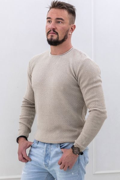 Bēšs vīriešu strukturēts viegls trikotāžas apģērbs