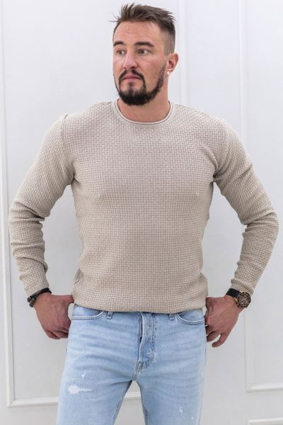 Bēšs vīriešu strukturēts viegls trikotāžas apģērbs