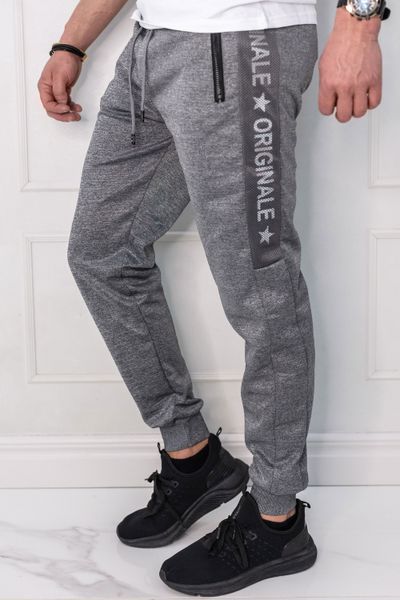 Grey Shiny Joggers with Zipper Pockets Jerone