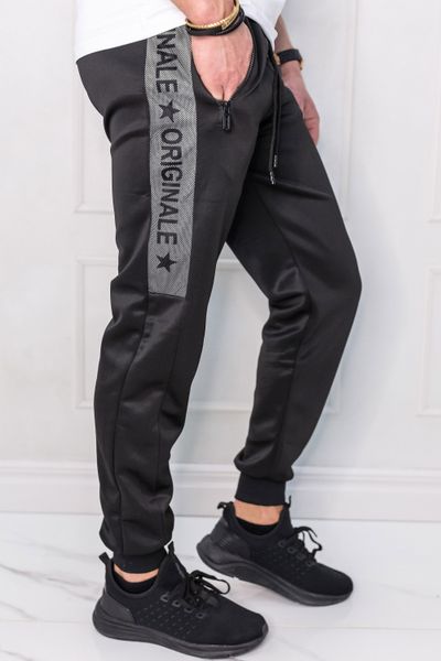 Black Shiny Joggers with Zipper Pockets Jerone