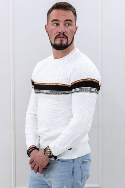 White Knit With Stripes Jerone