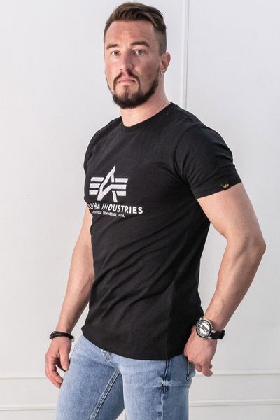 Pamata karbonizēts sudraba melns T-krekls Alpha Industries