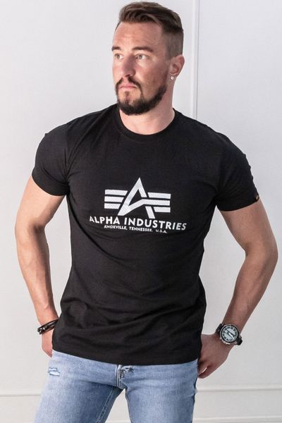 Pamata karbonizēts sudraba melns T-krekls Alpha Industries