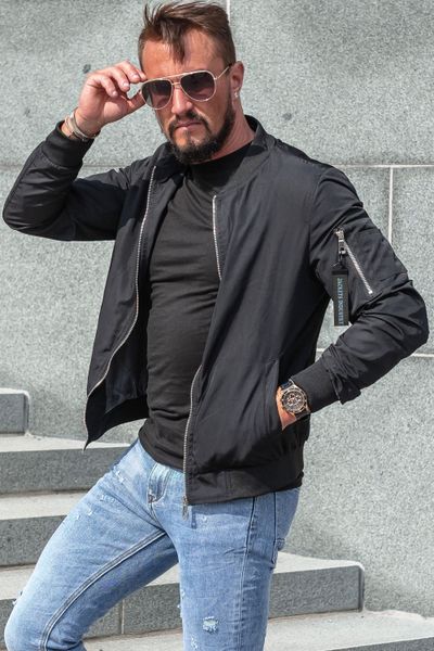 Vīriešu melna viegla bomber jaka JERONE
