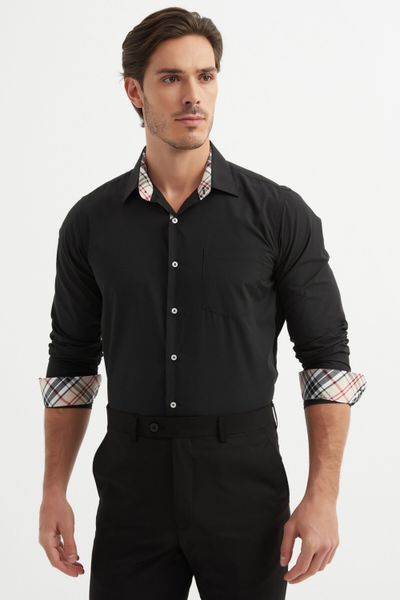 Comfort Fit Tartan krekls ar rūtainu rakstu melns Jerone Comfort Fit Tartan krekls ar rūtainu rakstu melns Jerone