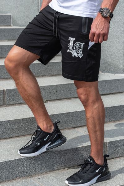 LA melnās collegeshortas ar rāvējslēdzēja kabatām JERONE