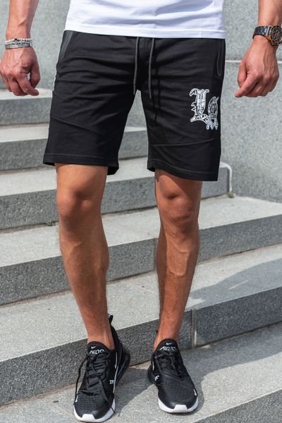 LA melnās collegeshortas ar rāvējslēdzēja kabatām JERONE