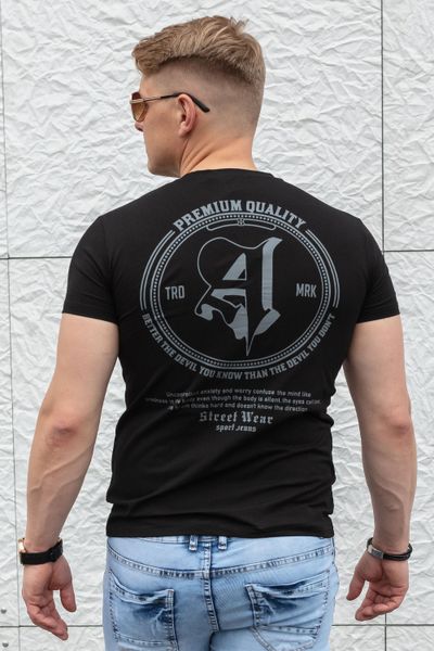 Melnā muguras apdrukas krekls AARHON Melnā muguras apdrukas krekls AARHON