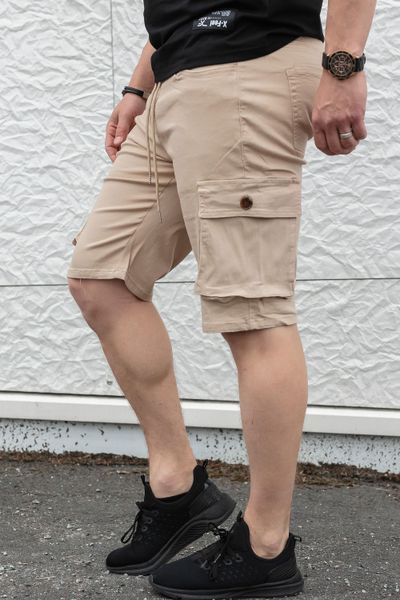 Vīriešu elastīgie bēšā krāsā šorti ar sānu kabatām JERONE
