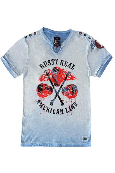 Zils T-krekls ar foliju Rusty Neal Zils T-krekls ar foliju Rusty Neal