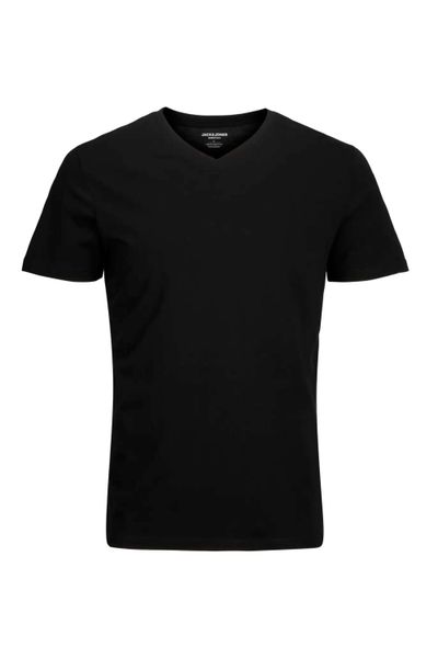 Melna kokvilnas T-krekls ar V veida kakla izgriezumu Jack&Jones
